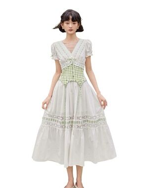 Lacemade Green Apple Paradise Midi Dress with Corset
